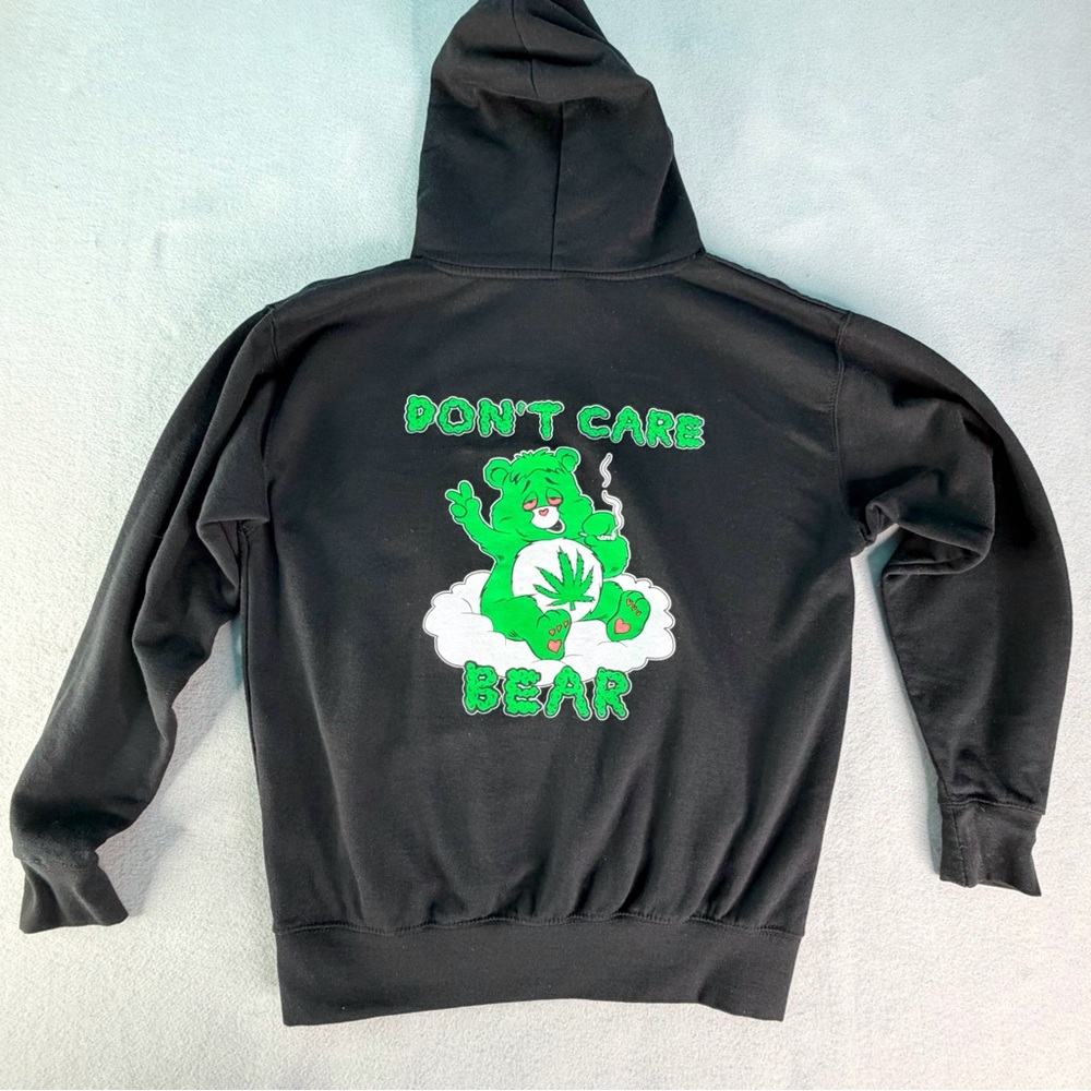 Surf Co Don’t Care Bear Hoodie Cannabis Hoodie Black Men’s Medium 420